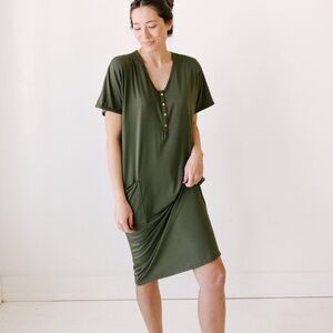 Dwell & Slumber Olive Cocoon Buttery Soft Oversized Effortless Dress Size M/L